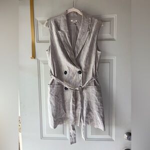 Jason Wu light gray belted linen blend blazer dress size S